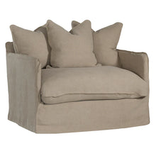 Load image into Gallery viewer, Singita Sofa with hardwood frame, feather-filled cushions and removable slipcovers in luxury linen in oatmeal.
