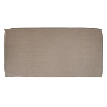 Load image into Gallery viewer, Hendrix Bedhead with feather cushioning and removable linen slipcover, timber frame upholstered bedhead for modern coastal bedroom style.