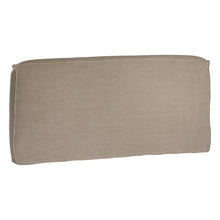 Load image into Gallery viewer, Hendrix Bedhead in oatmeal with feather cushioning and removable linen slipcover, timber frame upholstered bedhead for modern coastal bedroom style.