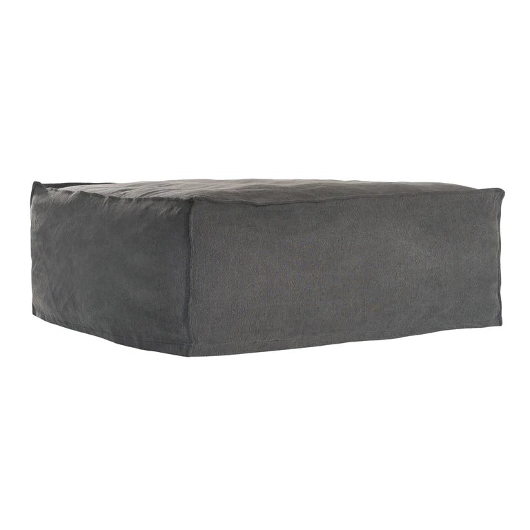 Uniqwa Hendrix ottoman in charcoal, with feather cushioning and removable slipcover, timber frame modern coastal sofa with scatter cushions, available in multiple colours.