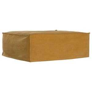 Uniqwa Hendrix ottoman in ochre, with feather cushioning and removable slipcover, timber frame modern coastal sofa with scatter cushions, available in multiple colours.