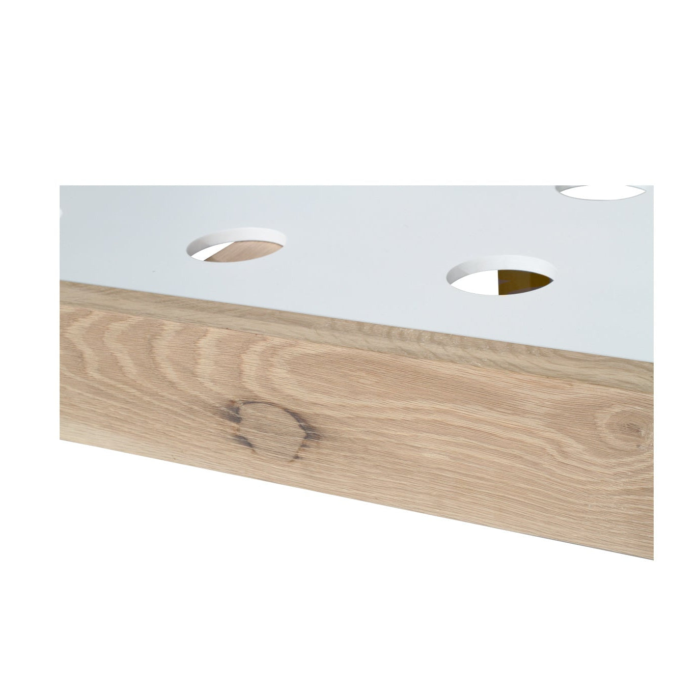 Vaucluse timber bed with natural American Oak finish - close up