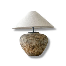 Load image into Gallery viewer, The Villa Table Lamp featuring an organic, rustic design with a natural shade and sculptural base, adding earthy elegance to any space. Wabi Sabi style, Magnolia Lane.