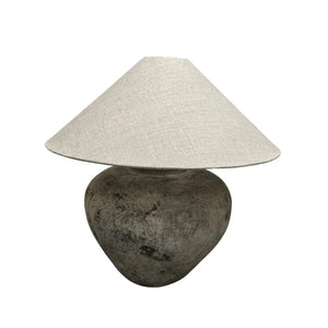 The Villa Table Lamp featuring an organic, rustic design with a natural shade and sculptural base, adding earthy elegance to any space. Wabi Sabi style, Magnolia Lane. 1