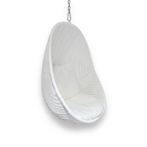 White full outdoor synthetic weave hanging chair, Magnolia Lane