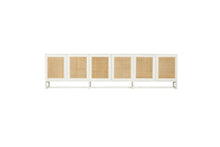 Load image into Gallery viewer, White Amercian Oak six door sideboard with rattan detailed doors, Magnolia Lane 6