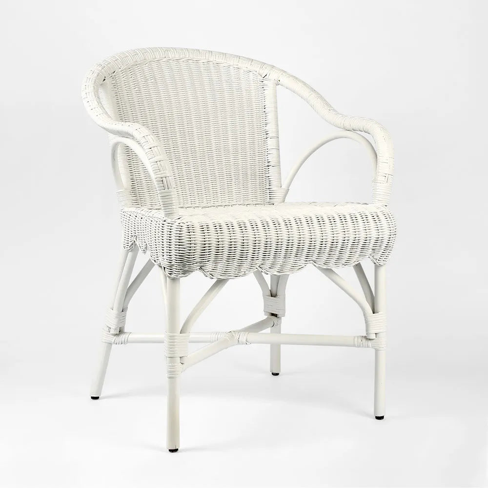 Beautiful French inspired rattan armchair in white, Magnolia Lane