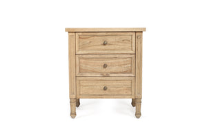 Whitsunday 3 drawer bedside table in weathered oak, Magnolia Lane coastal style bedroom furniture