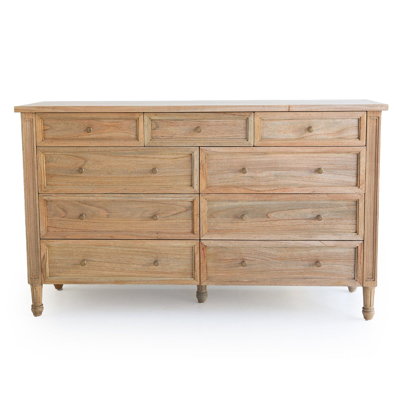 Whitsunday 9 drawer dresser in white cedar with weathered oak finish