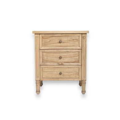 Whitsunday 3 drawer bedside table in weathered oak, Magnolia Lane modern coastal style bedroom furniture