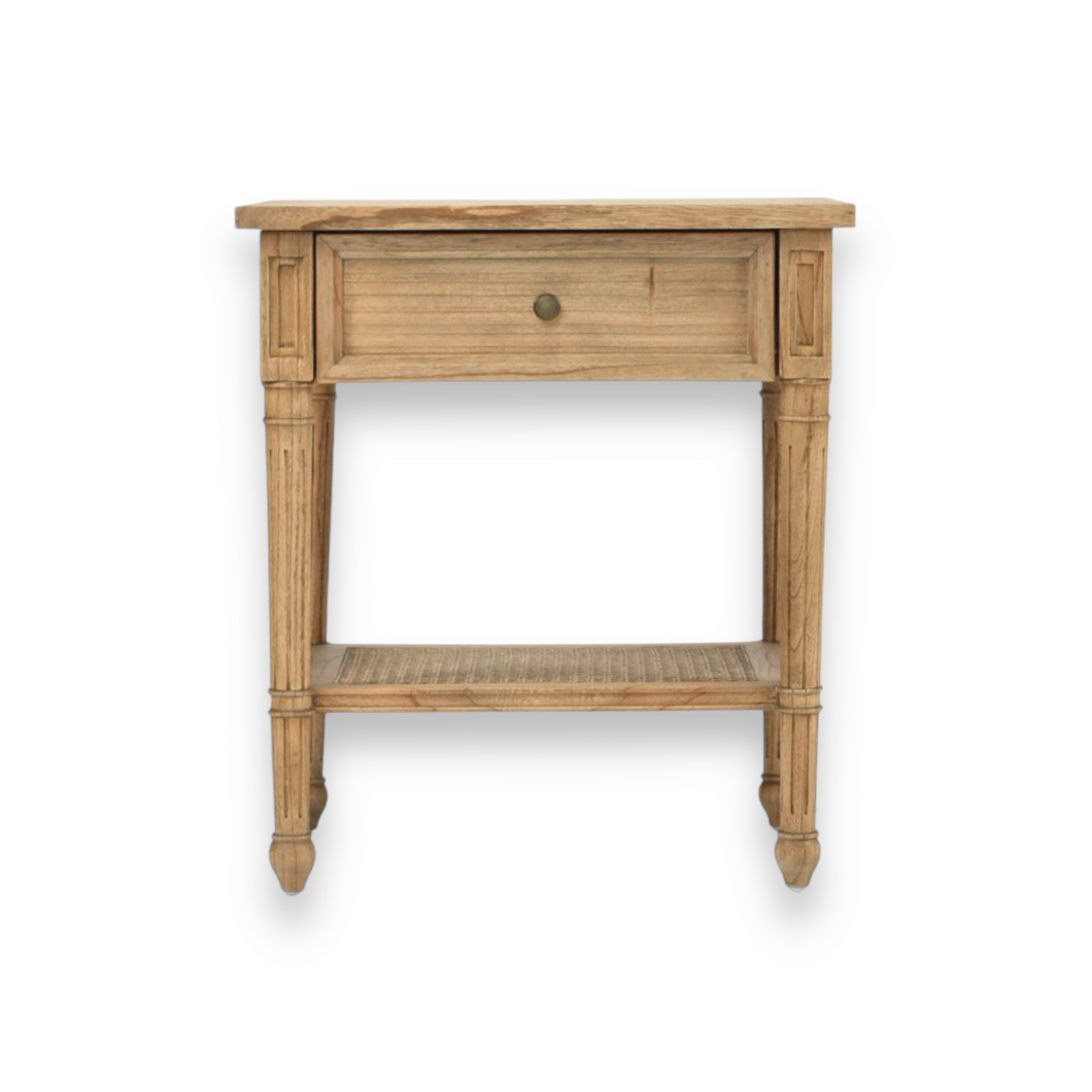 Whitsunday Bedside Table in weathered oak finish, Magnolia Lane modern coastal bedroom furniture