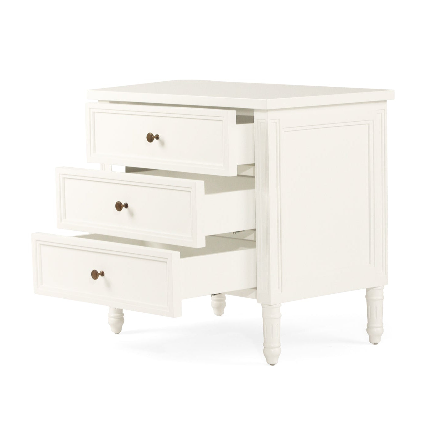 Close up of drawer detail on Whitsunday white bedside table