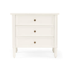 Load image into Gallery viewer, Whitsunday 3 Drawer Bedside Table in white gloss finish with fluted legs, coastal bedroom furniture delivered fully assembled.