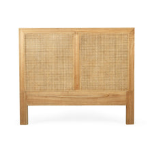Load image into Gallery viewer, Whitsunday Cane Bedhead with handwoven rattan and weathered wash finish, coastal bedroom furniture with natural charm.