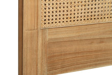 Load image into Gallery viewer, Whitsunday Cane Bedhead with handwoven rattan and weathered wash finish, coastal bedroom furniture with natural charm.  Detail.