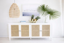 Load image into Gallery viewer, Whitsunday four door sideboard made from Mahogany timber in a semi gloss white finish, perfect for a Hamptons style home, Magnolia Lane 1