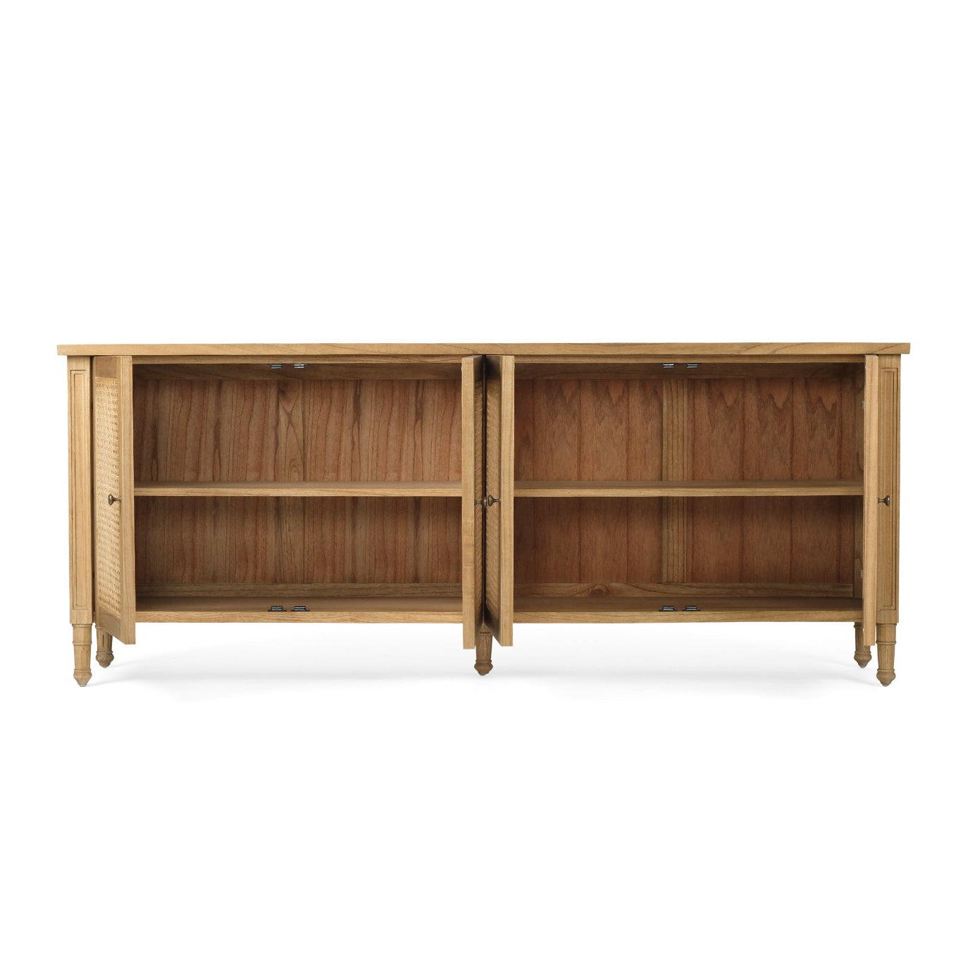 Whitsunday sideboard with doors open showing internal shelving and storage space