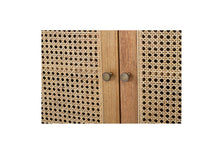 Load image into Gallery viewer, Whitsunday Six Door Sideboard in weathered oak with rattan doors, white cedar timber coastal furniture with versatile storage.  Door detail.