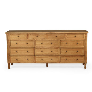 Whitsunday 13 Drawer Dresser in weathered oak, solid white cedar timber bedroom furniture with coastal style.