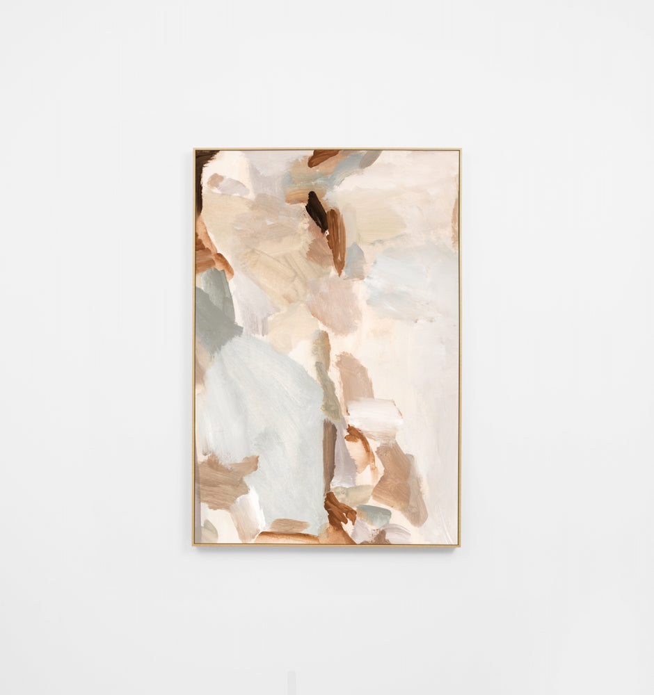 Winona Landscape Natural Canvas – modern abstract artwork printed on stretched canvas, available framed or unframed, ready to hang, handcrafted in Melbourne - portrait perspective