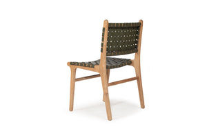 Woven leather dining chair in Olive, Magnolia Lane 5