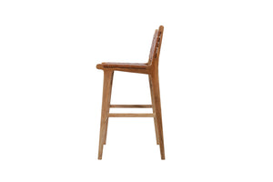Woven Leather high back bar stool in tan, Magnolia Lane 3
