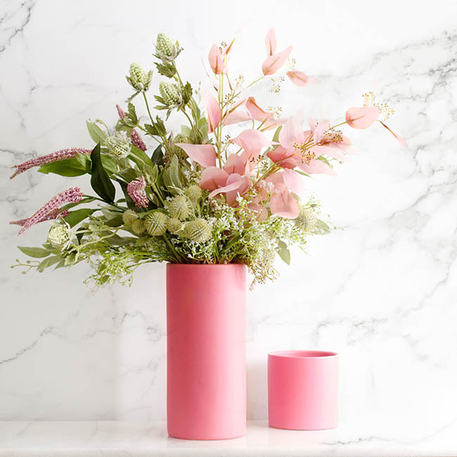 Ceramic Cylinder Pot Satin Matte - 12cm | Chateau Rose - Magnolia Lane