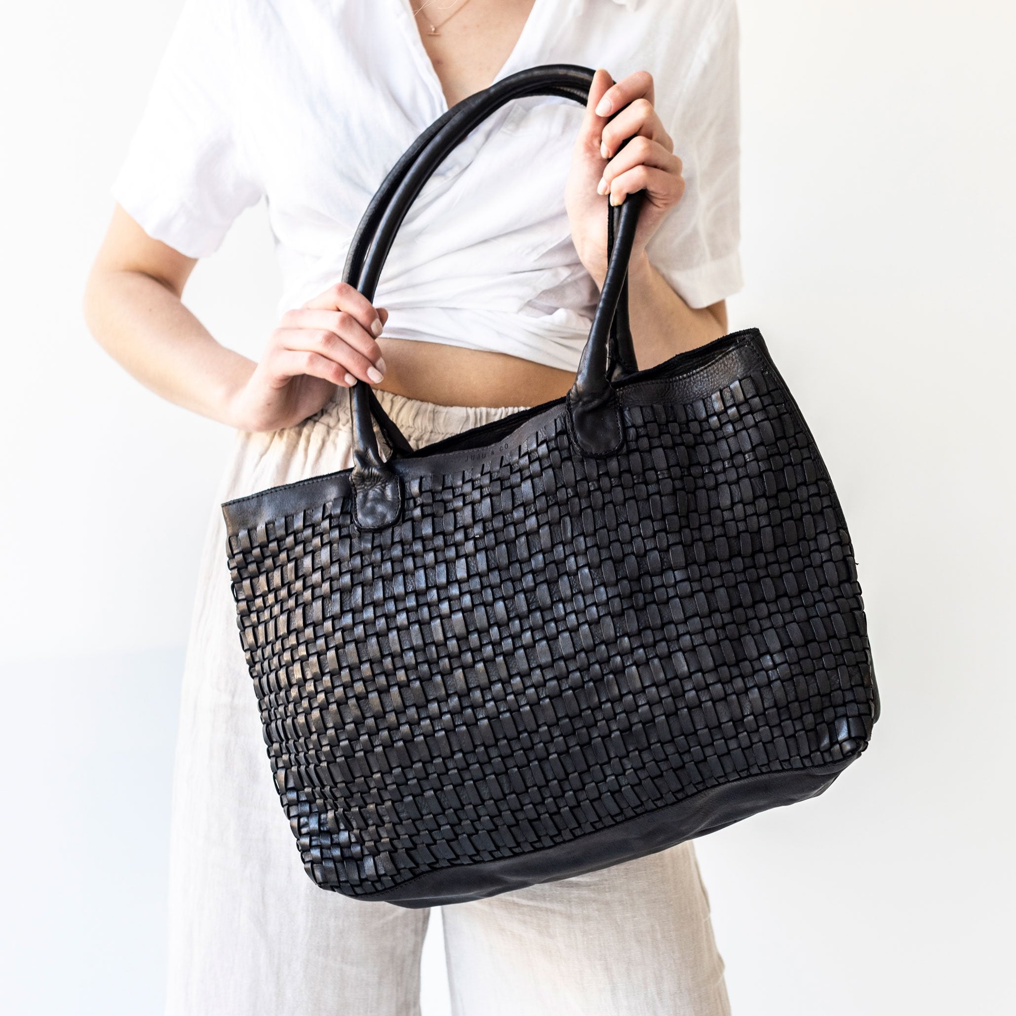 Woven Tote | Black - Juju & Co - Magnolia Lane