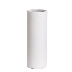 Ceramic Cylinder Vase H25cm | Satin Matte White - White Vase - Magnolia Lane