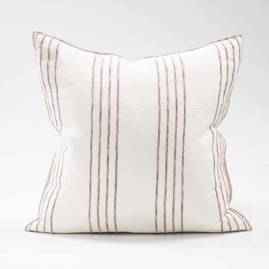 Eadie Rockpool Linen Cushion | White/Organic Stripe | Magnolia Lane