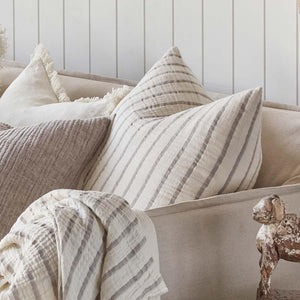 Sea Spray Lumbar Cushion | Silver Grey/White Stripe | 40x60cm - Eadie Lifestyle - Magnolia Lane