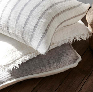 Sea Spray Lumbar Cushion | Silver Grey/White Stripe | 40x60cm - Eadie Lifestyle - Magnolia Lane