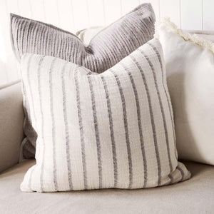 Sea Spray Lumbar Cushion | Silver Grey/White Stripe | 40x60cm - Eadie Lifestyle - Magnolia Lane