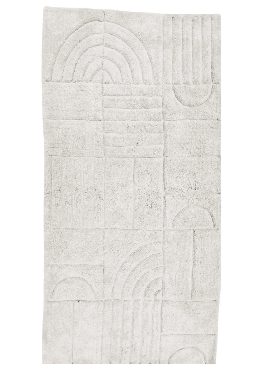 Extra large natural cotton bath runner – plush textured bath mat for double vanity