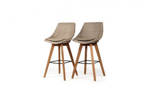 Beach House Outdoor counter kitchen stool - Set of Two | Mushroom - Magnolia Lane coastal outdoor furniture