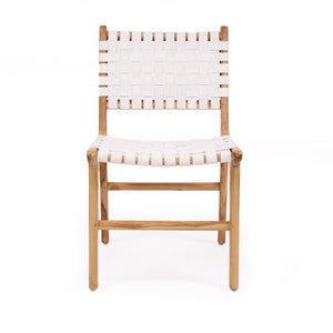 Woven leather dining chair in White, Magnolia Lane 2