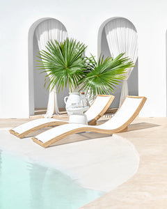 Akoni side table in white by Uniqwa, Magolia Lane poolside furniture