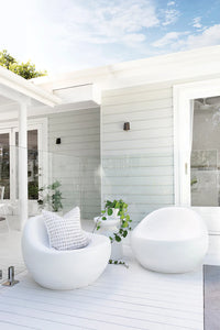 Akoni side table in white by Uniqwa, perfect for outdoor living, Magolia Lane