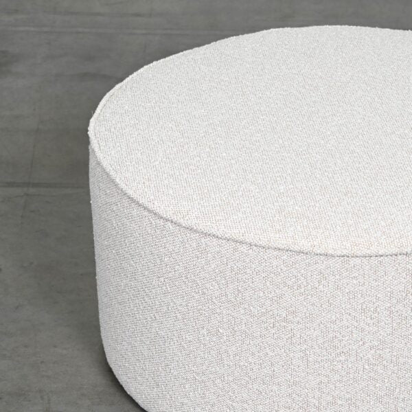 Belamy large round boucle ottoman in oatmeal, Magnolia Lane modern living