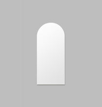 Load image into Gallery viewer, Bjorn Arch Floor Mirror in Bright White – modern arched full-length mirror with brass detail, minimalist design for bedrooms, entryways, or living areas-Magnolia Lane