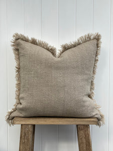 Briar reversible frayed linen cushion, Magnolia Lane