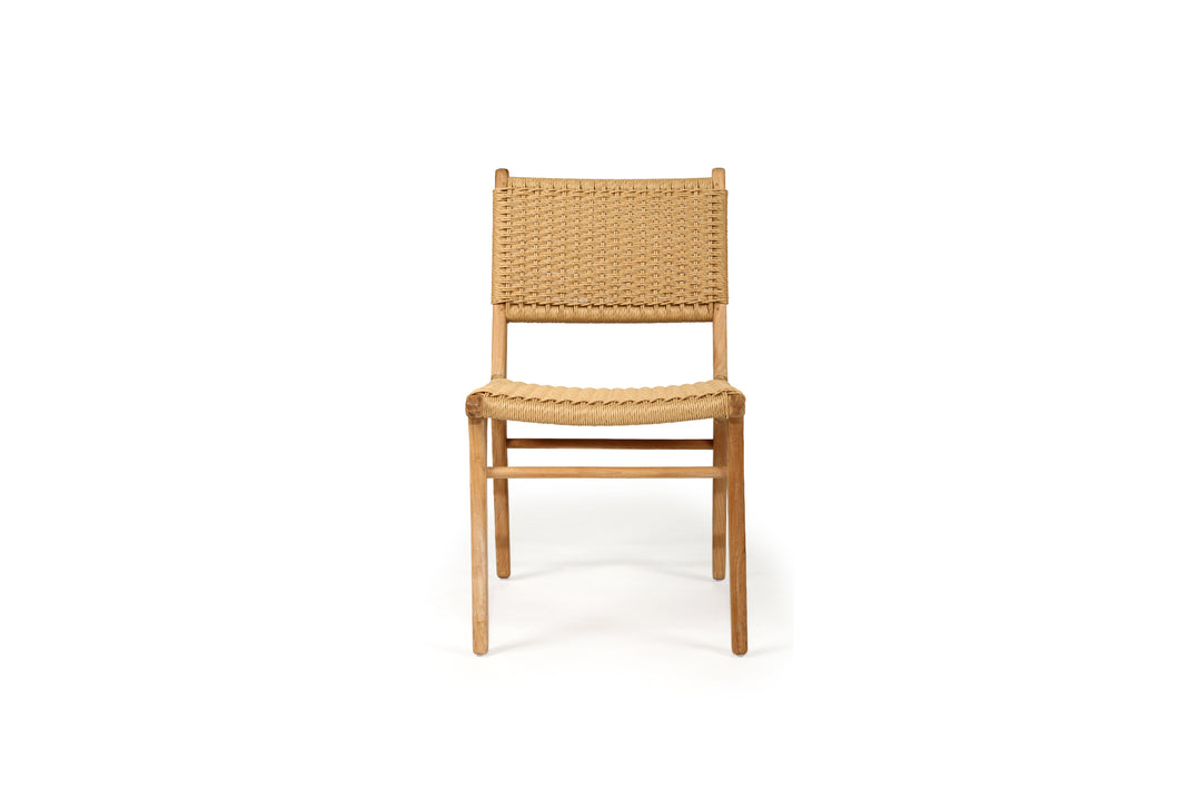 Cable Beach teak and synthetic rattan weave full outdoor dining chair, Magnolia Lane