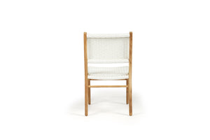 Cable Beach full outdoor teak and woven dining chair, Magnolia Lane back
