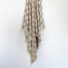 Load image into Gallery viewer, Checker turkish towel in tan, Magnolia Lane beach style