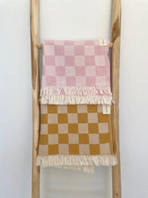 Load image into Gallery viewer, Checker turkish towel in mustard, Magnolia Lane beach style 