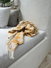 Load image into Gallery viewer, Checker turkish towel in mustard, Magnolia Lane by the pool