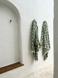 Checker turkish towel or throw in pistachio, One Fine Sunday, Magnolia Lane, pool house style