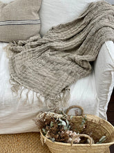 Load image into Gallery viewer, Clover hand loomed linen throw, Magnolia Lane