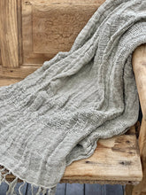 Load image into Gallery viewer, Clover hand loomed linen throw, Magnolia Lane rustic linen