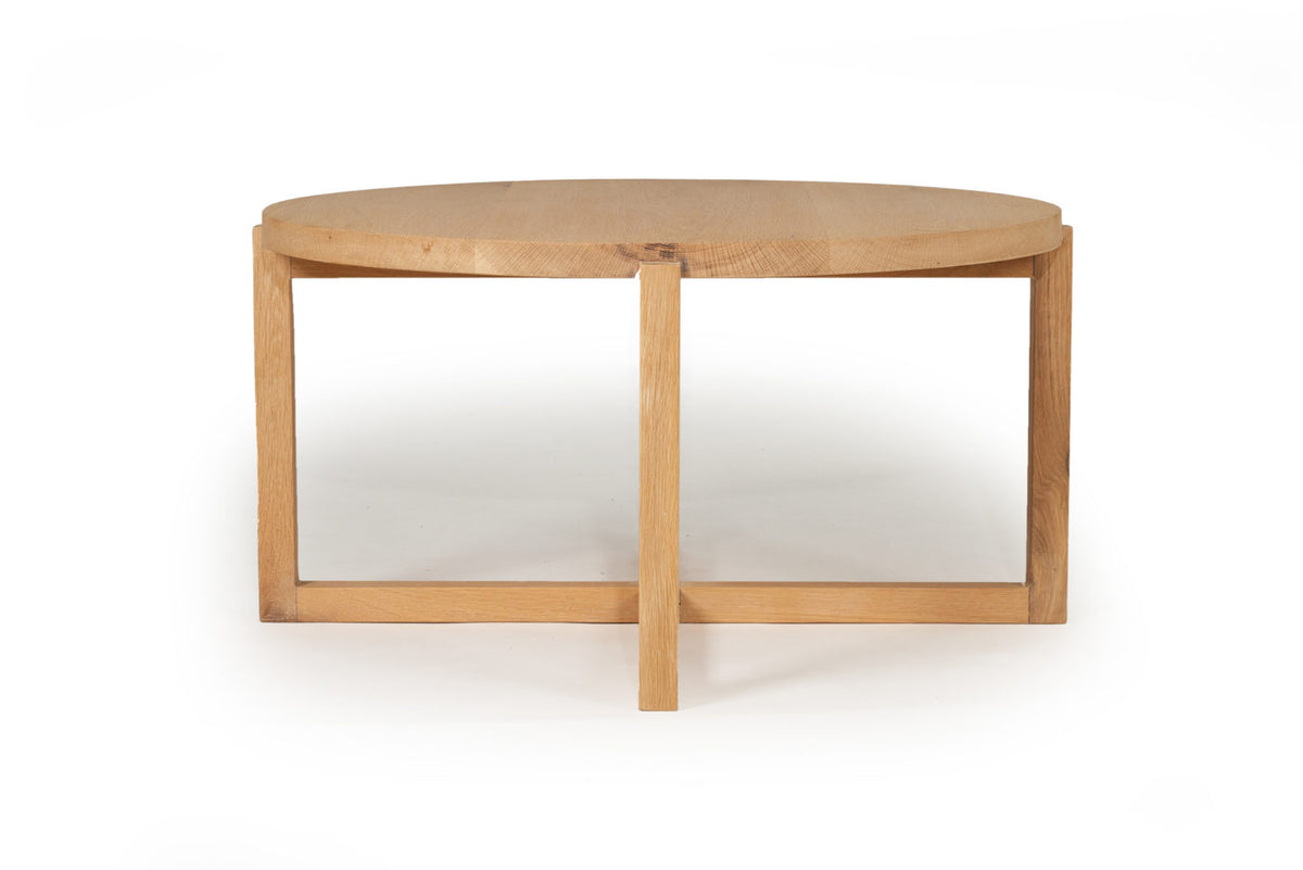 Coast Round Coffee Table in Oak, front view.
